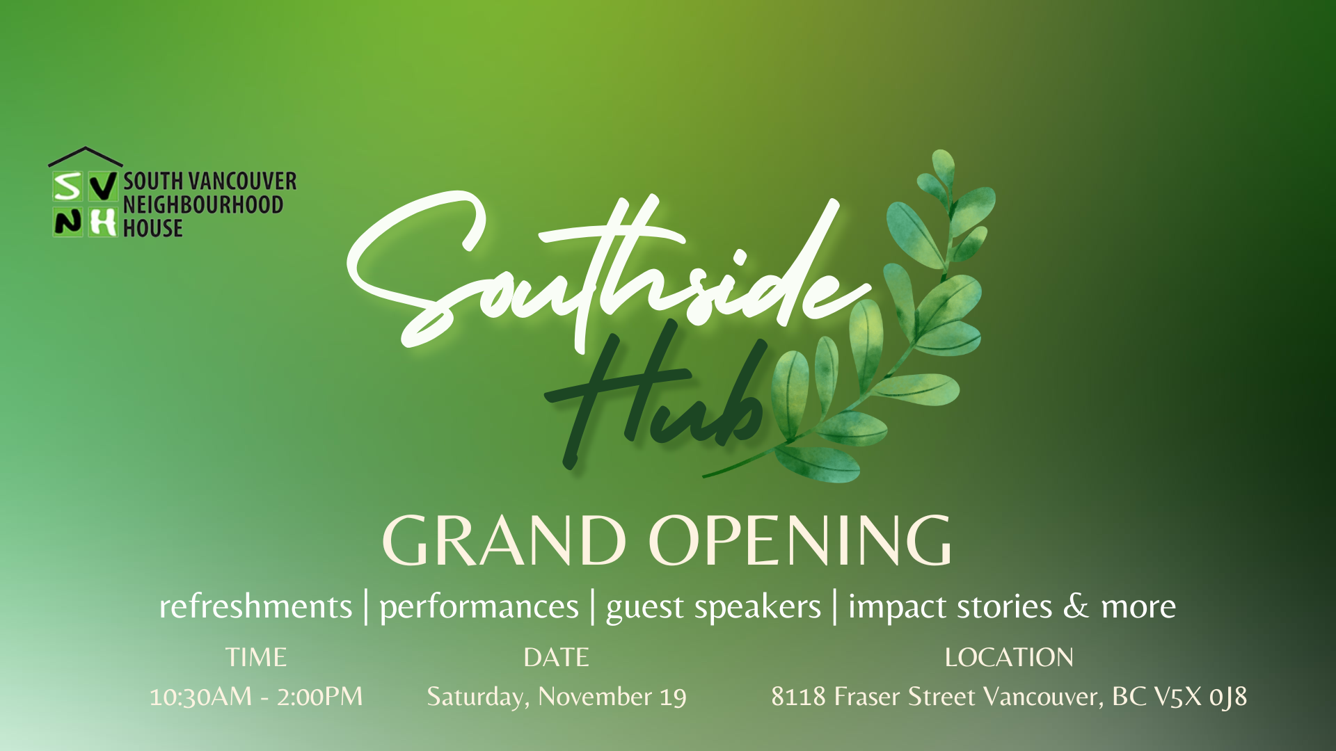 Grand Opening of the Southside Hub – Saturday, November 19, 2022